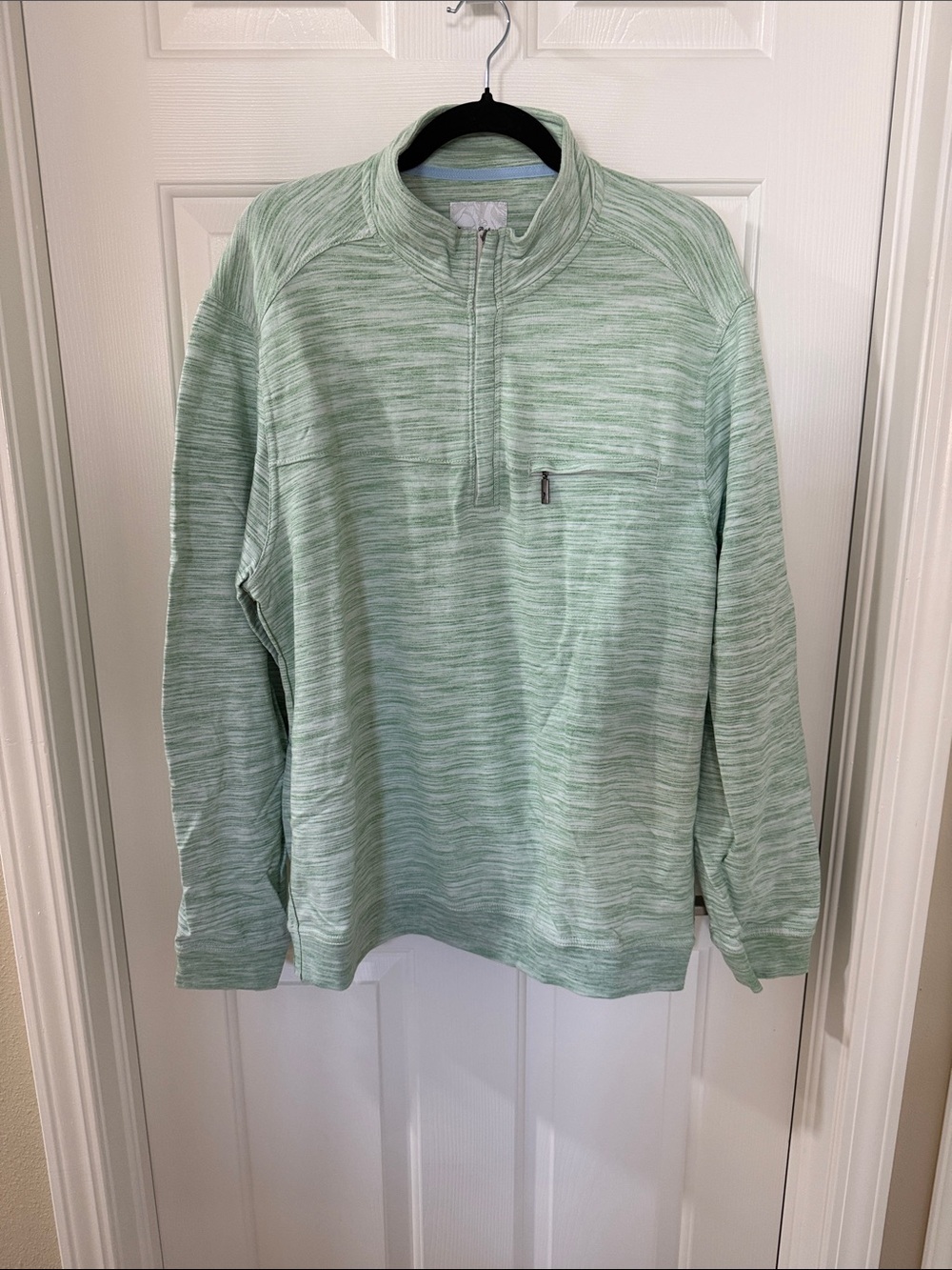 Tommy Bahama Light Mint Heather Quarter-Zip Pullover.